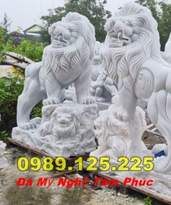 Tượng Sư Tử Đá Phong Thủy, Tượng Sư Tử Nhỏ Để Trước Cổng Đẹp Bán Tại Đồng Tháp